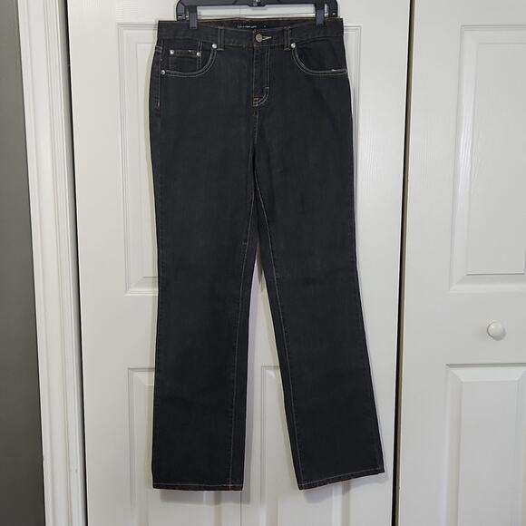 Calvin Klein Light Black Boot Cut Jeans Size 10 Slightly Distressed Preppy Mint - Picture 1 of 12